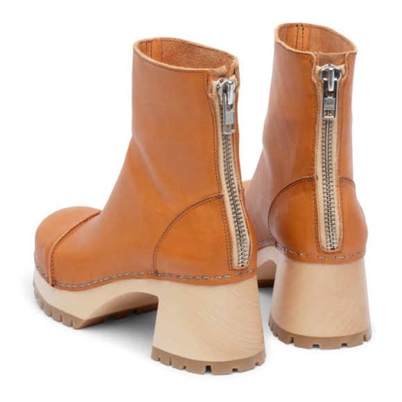 Swedish Hasbeens Tan 'Nature' Platform Clog 'Stitchy' Boots EU 40 / US 9 - Picture 6 of 7